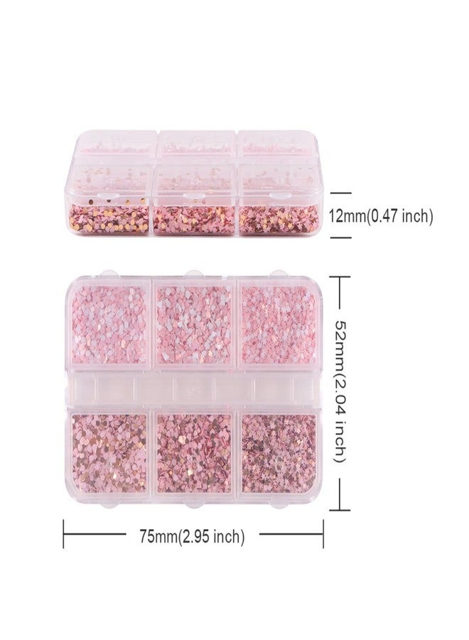UCCASA Valentine's Day Glitter Heart Nail Sequins Winter Cute Love Star Nail Flakes Design Nail Charms Holographic Gold Pink White 3D Heart Star Glitter Sequins for Women - Image 5